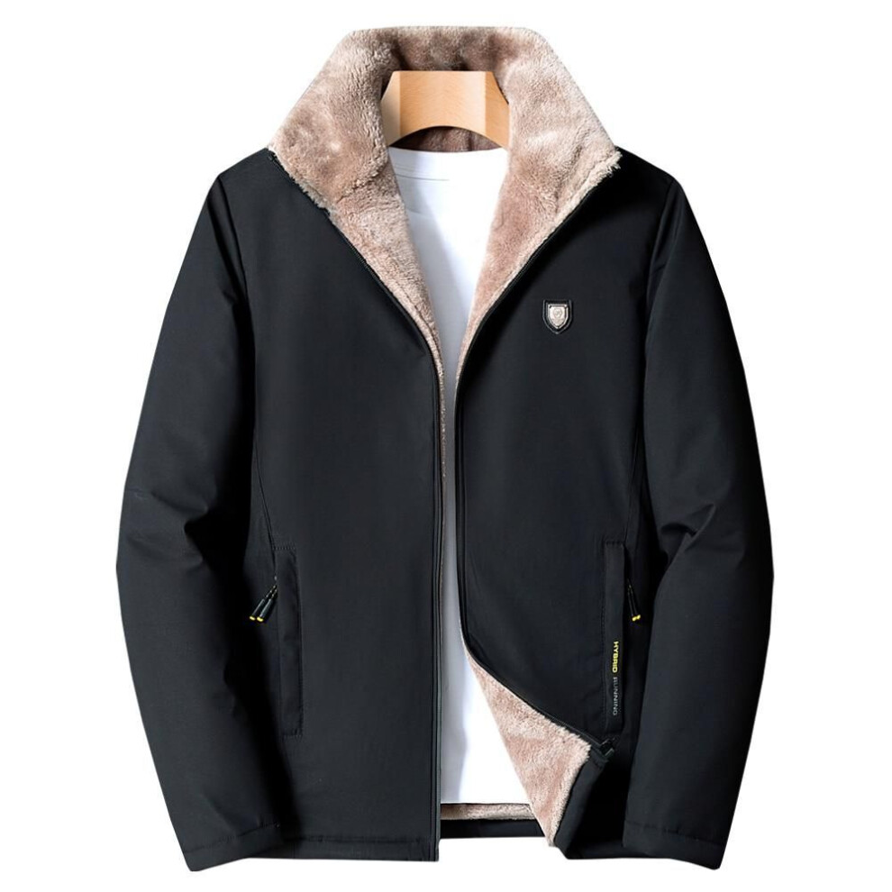 (black, M) Men Winter New Casual Classic Warm Thick Fleece Parkas Jacket Coat Men Autumn Fashion Pockets Windproof Parka Men Plus Size