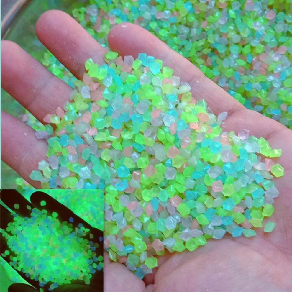 (multicolor) 1000Pcs Luminous Sand Glow In Dark Pebbles Stone Home Garden Outdoor Path Lawn Decoration Fish Tank Aquarium Decor 3-5Mm