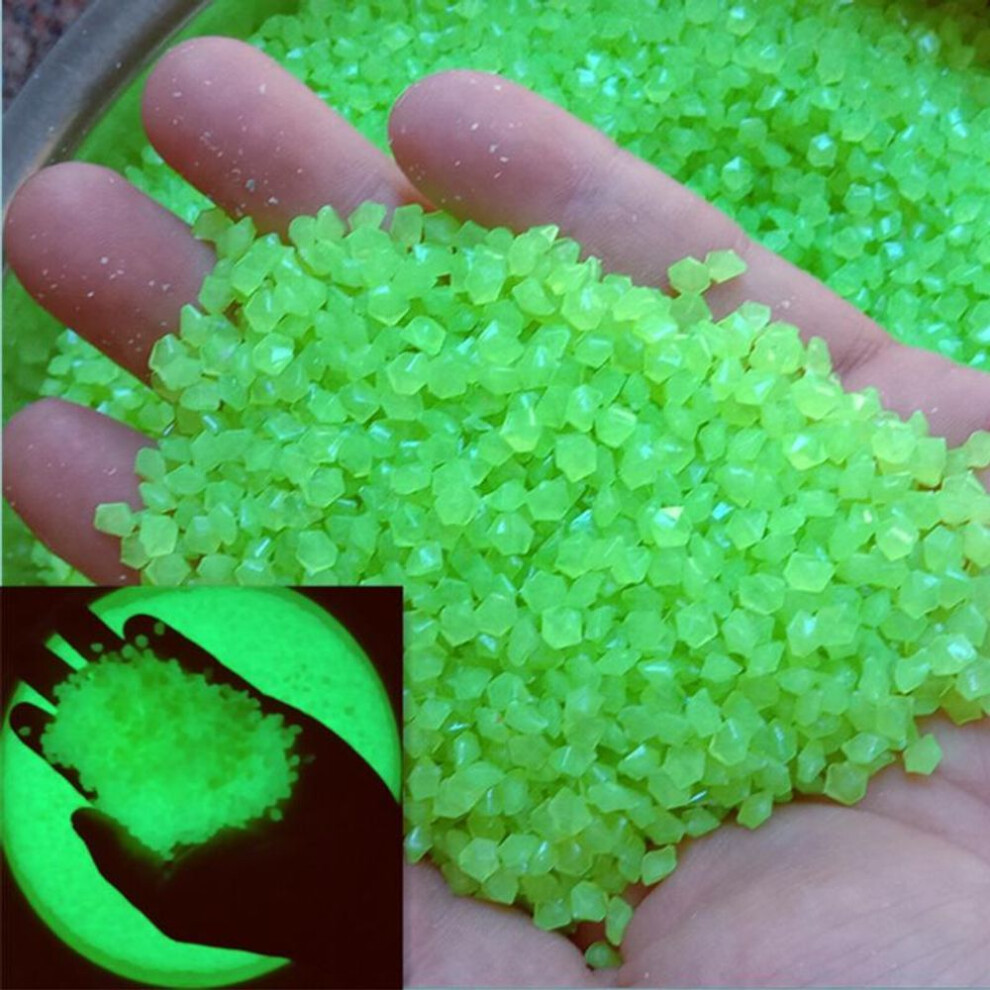 (green) 1000Pcs Luminous Sand Glow In Dark Pebbles Stone Home Garden Outdoor Path Lawn Decoration Fish Tank Aquarium Decor 3-5Mm