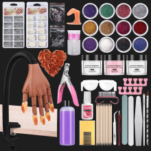 Nail Practice Hand for Acrylic Nail Kit Fake Nail Mannequin Hand for Nails Practicing Nail Training Finger with Acrylic Nail Kit Powder Nail Art Too