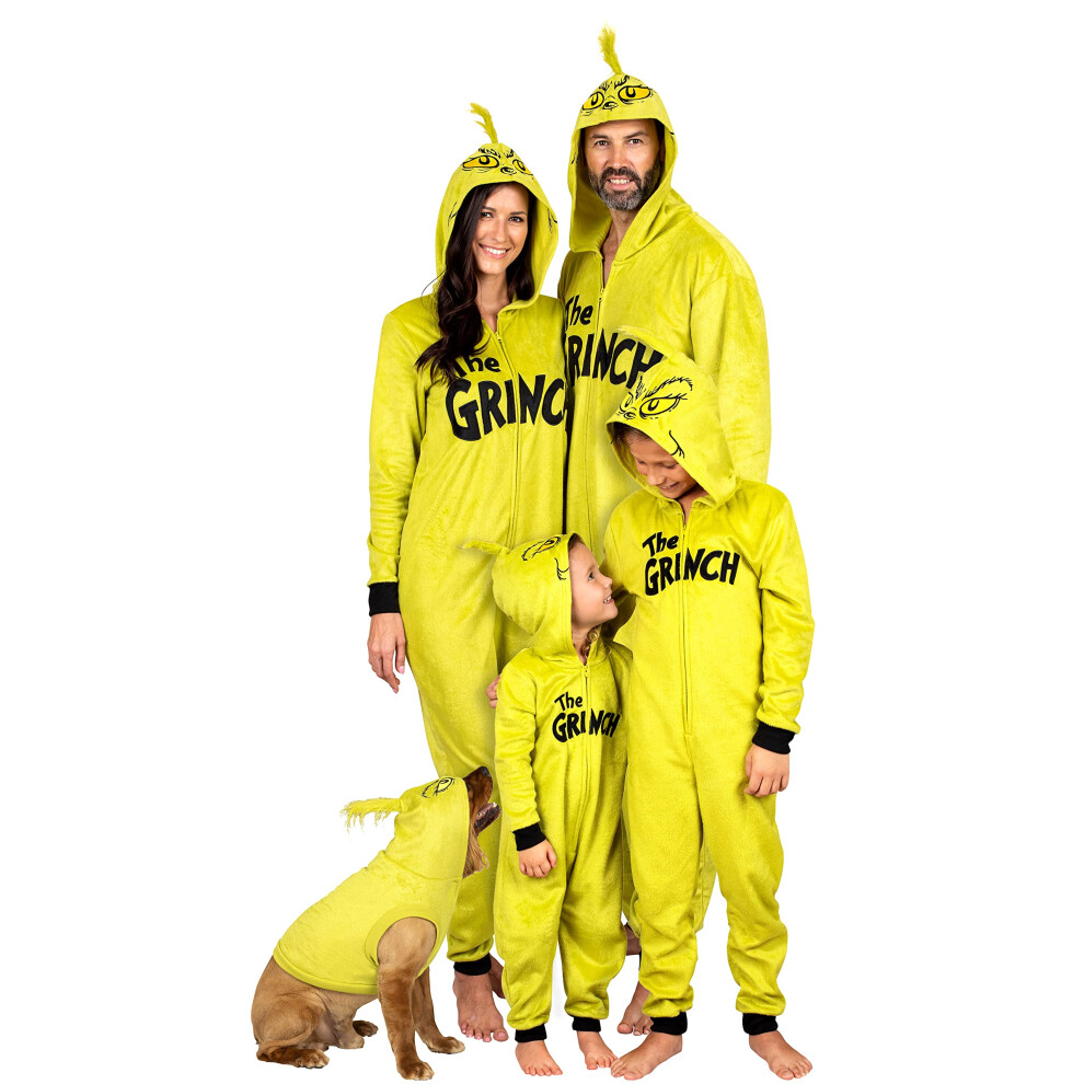 Dr. Seuss Grinch Fleece Onesie Pajamas - Matching Family Adult Kids Ho