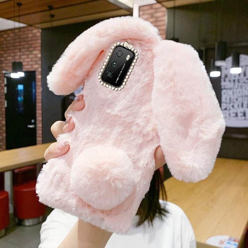 (, Redmi Note 8 Pro) Cartoon Cute Fluffy Rabbit Silicone Case For Redmi 10 9 9A 9T 9C 8 8A 7 7A Note 10 9Pro 8 Pro 8T/Xiaomi 11T Pro 10T Poco X3nf Pink 4370318349143