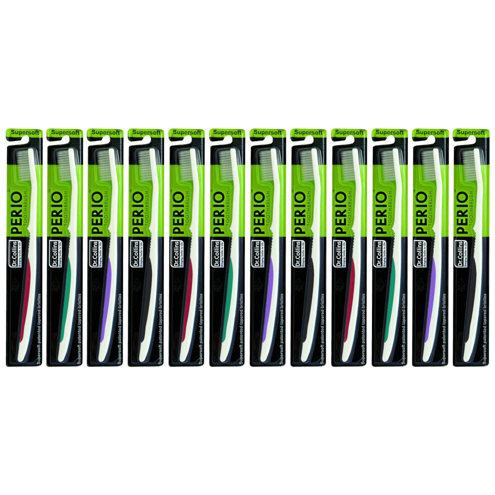 Dr. Collins Perio Toothbrush - Pack of 12 (Colors Vary) - Ultra-Soft Bristles for Between-Teeth Cleaning & Gentle Gum Stimulation-image-OPC-PDTTB6R-NEW