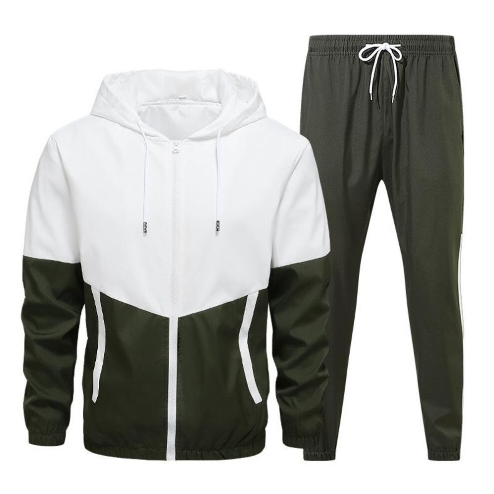 (army green, M) 2023 Men&apos;s Spring and Autumn New Casual Work Suit Long Pants Sports Coat Two Piece Set
