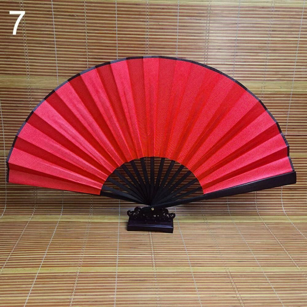 (7) 48cm Chinese Tai Chi Wedding Party Decor Folding Stage Fan Yoga Fan Kung Fu Fan Plastic Bone Fan