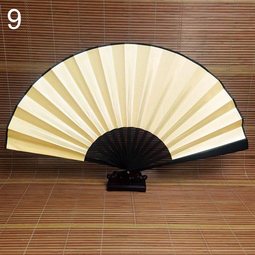 (9) 48cm Chinese Tai Chi Wedding Party Decor Folding Stage Fan Yoga Fan Kung Fu Fan Plastic Bone Fan