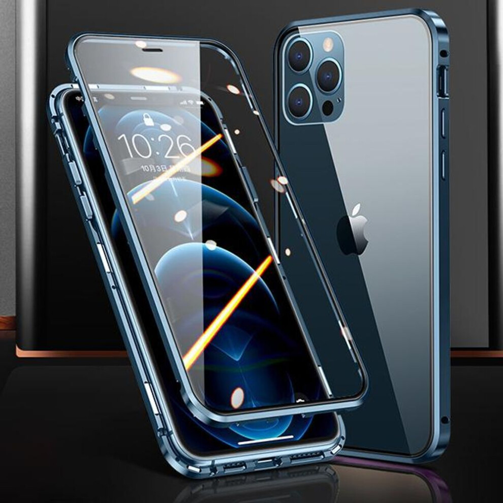 (blue, Redmi Note12 5G) 360 Full Protection Metal Magnetic Case For iPhone 15 14 13 12 11 Pro Max Double Sided Glass Adsorption Cover X XR XS Max 8 7-image-OPC-PG28WXZ-NEW