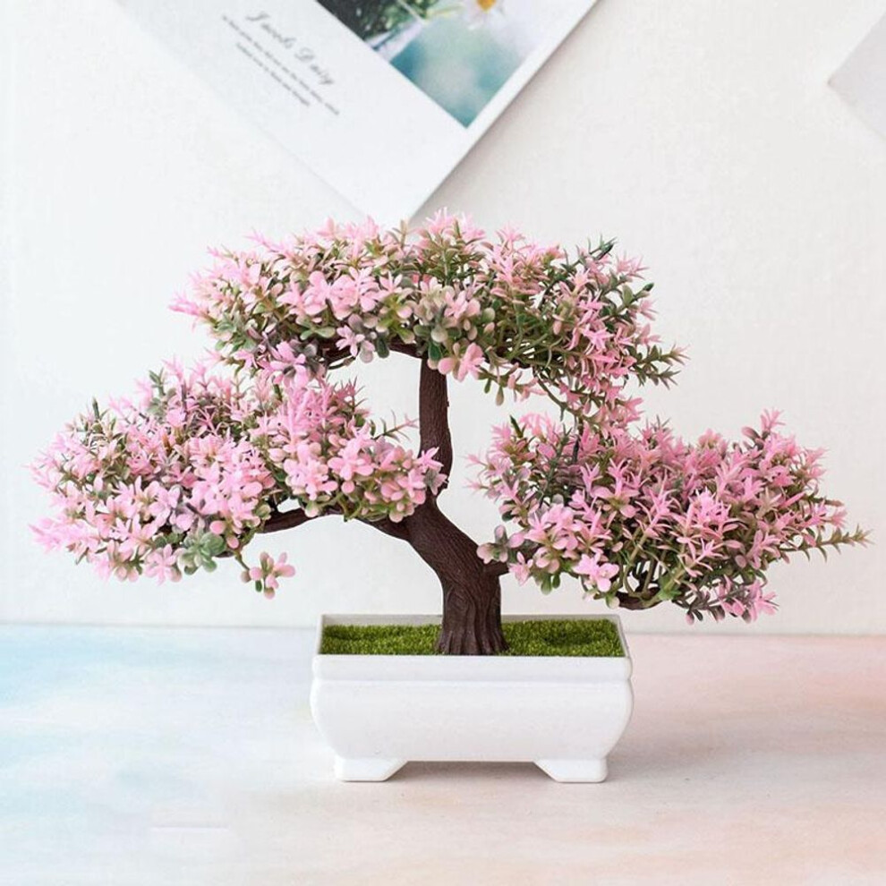 (pink) Artificial Plants Bonsai Small Tree Pot Fake Plant Flowers Potted Ornaments For Home Room Table Decoration Hotel Garden Decor