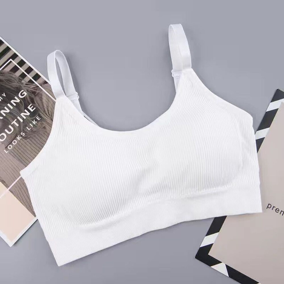 (white, one size) Tops For Woman Knitted Sexy Crop Tops Halter Tank Top Women Built In Bra Camis Sleeveless Strap Vest Underwear Sports Bra Ladies