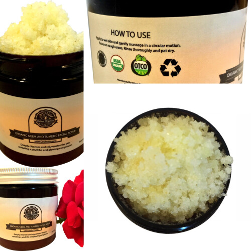 Οργανικό Scrub Προσώπου Neem και Κουρκουμά από Oslove Organics, πιστοποιημένο USDA. 1