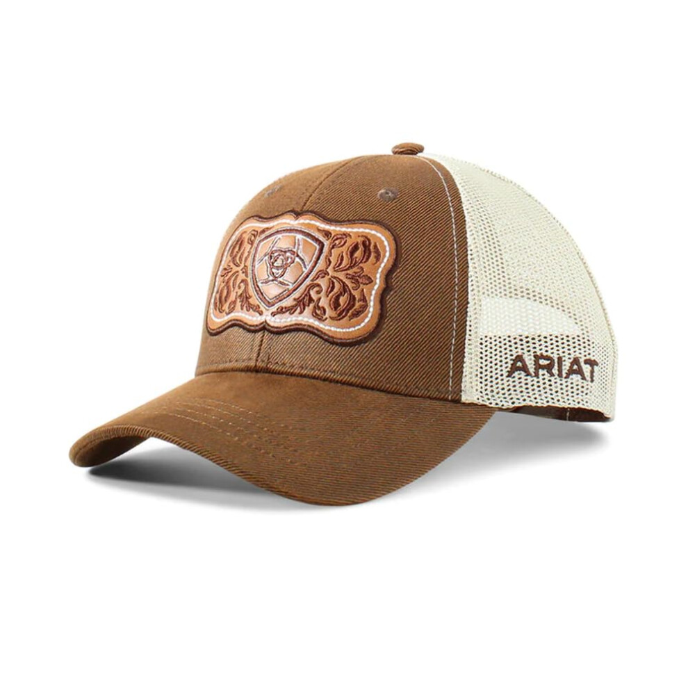 ARIAT Womens Baseball Cap Mesh Snap Logo Floral Patch Brown A300070002