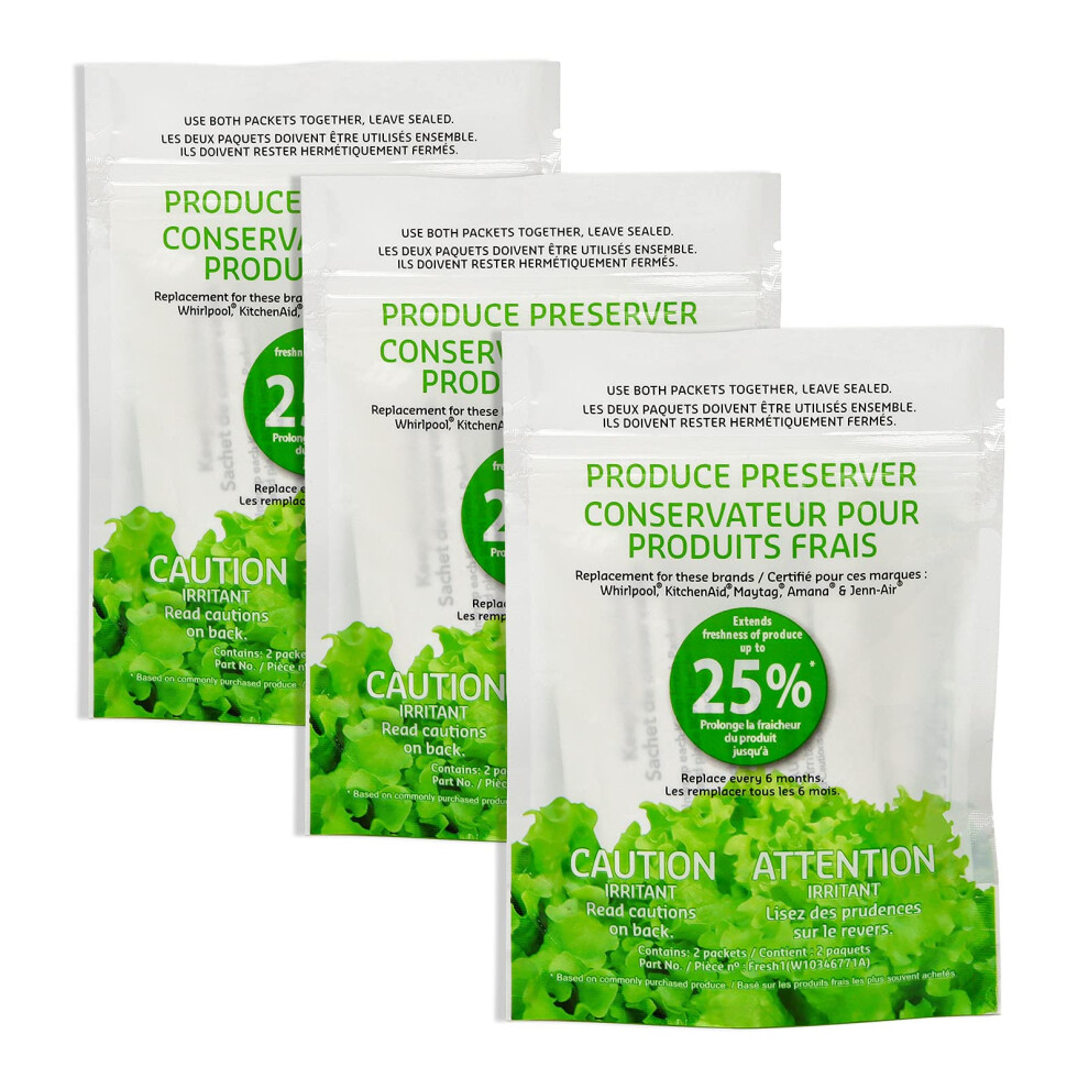 AMI PARTS W10346771A Pi?ce de rechange pour conservateur de produits Fresh Flow compatible avec les r?frig?rateurs (3 remplacements - 6 paquets)