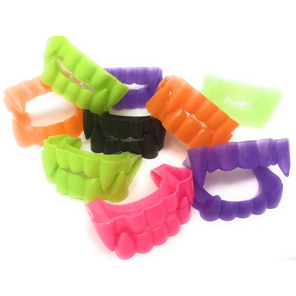 144 Bulk Vampiertanden Halloweenhoektanden Assortiment (Zwart, Paars, Groen, Felroze, Oranje En Lichtgevend In Het Donker)-image