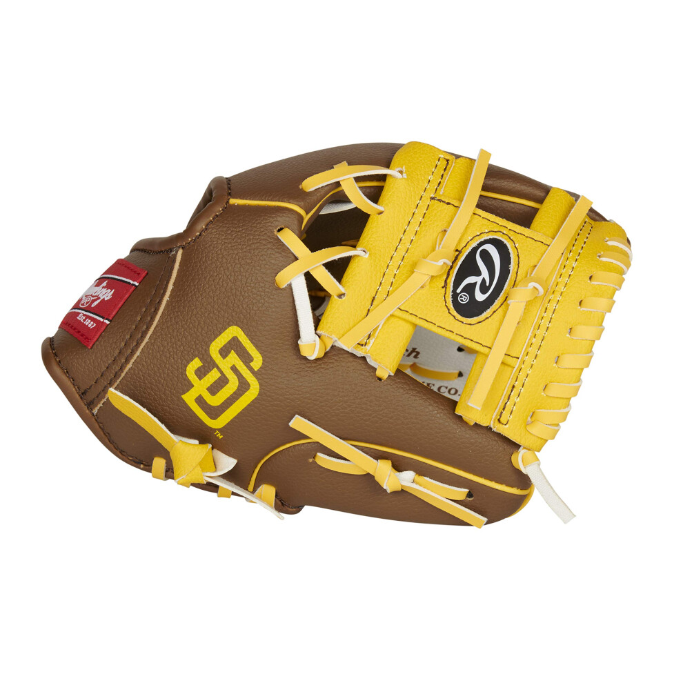 Rawlings MLB Team Logo Youth Glove Series  San Diego Padres  Brown  10