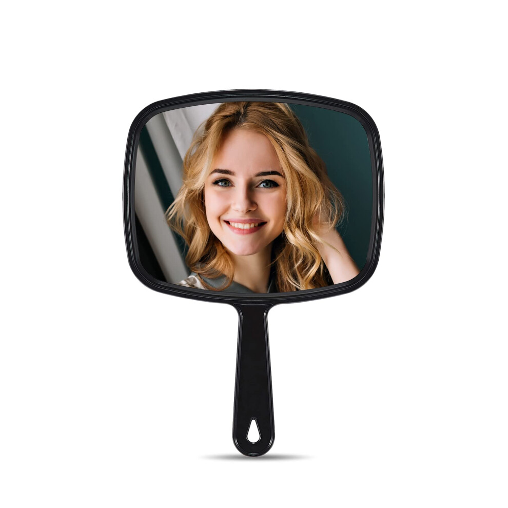 Specchionova Black Mirrornova Hand Mirror, Barber Hairdressing Handheld Mirror With Handle For Salon, Square, Medium