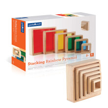 Piramida Rainbow Stacking Guidecraft: nva?are colorata pentru copii ?i jucarie educa?ionala