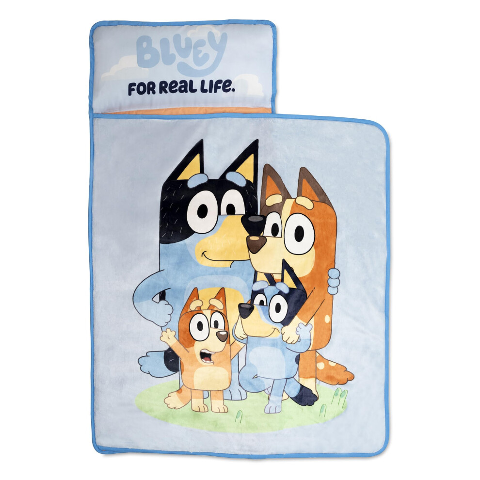 Bluey Kids Nap-Mat Set - Includes Pillow and Plush Blanket - Great for