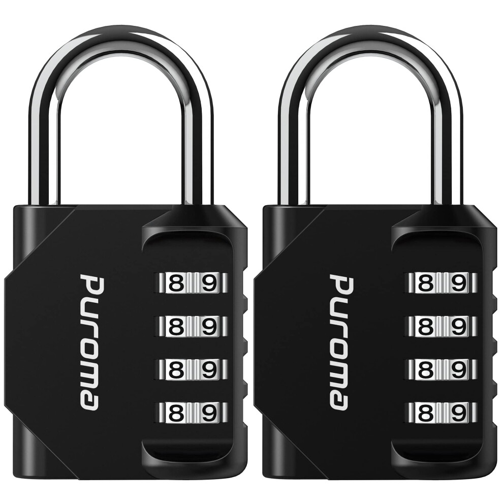 Puroma 2 Pack Combination Lock 4 Digit Locker Lock Outdoor Waterproof Padlock for School Gym Locker, Sports Locker, Fence, Toolbox, Gate, Case, Hasp S