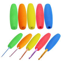 Juego de 5 Ganchos de Crochet Ergonomicos MEYAGO - Mangos Multitamaño para Ganchos de 2mm a 10mm