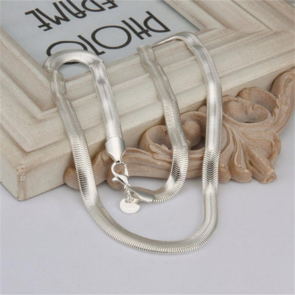 (50cm and 20cm) 925 Sterling Silver Necklace Bracelets Jewelry Set 6mm Flat Soft Snake Chain Fashion Silver Women Mens Wedding