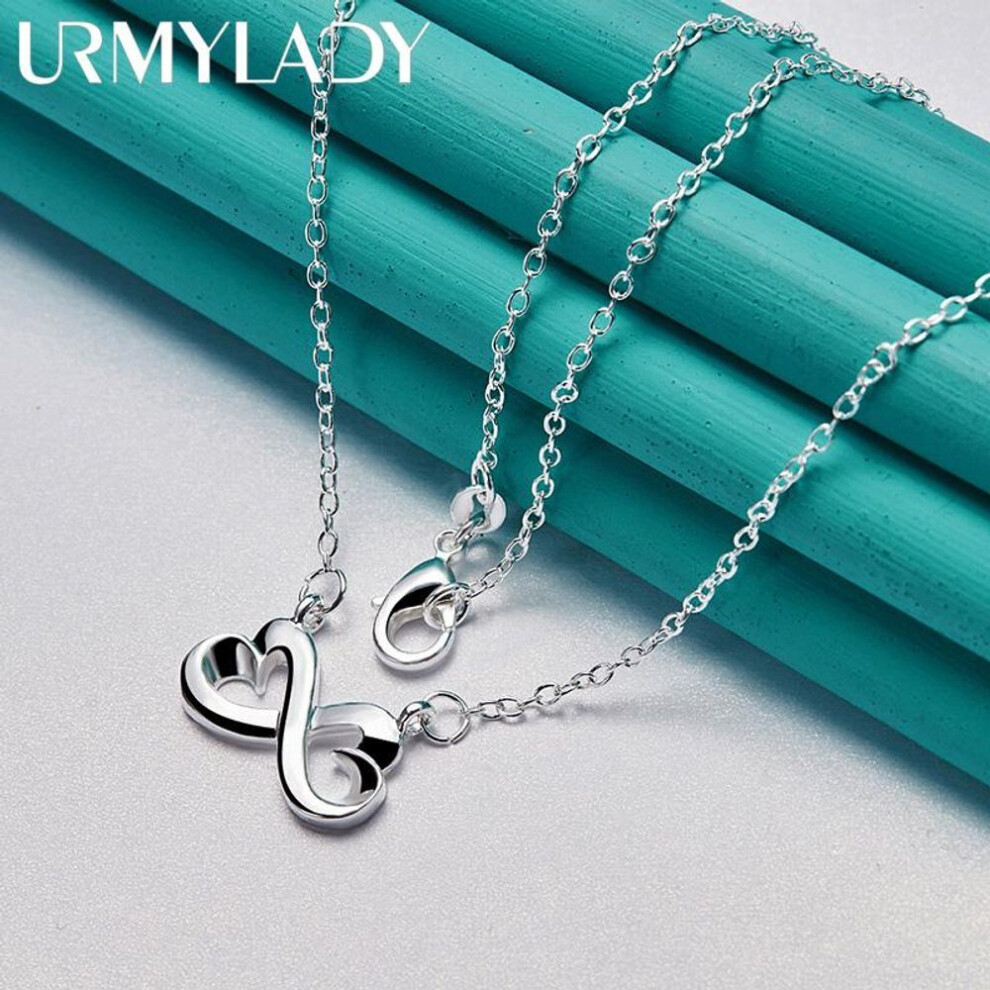 (9#) 925 Sterling Silver Lady Women Valentine&apos;s Day Gift Creative Ring Necklace Stud Earrings Fashion Jewelry Set Wedding Party Nice