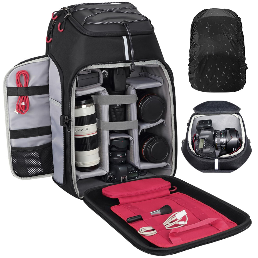 Endurax Camera Backpack Drone Large DSLR/SLR Mirrorless Camera Bag Photography Waterproof Rain Cover Hardshell with Laptop Compartment Tripo