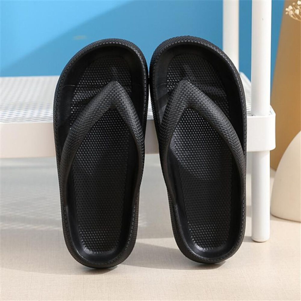 (black, 38/39) Flip Flops Summer Casual Thong Slippers Outdoor Beach Sandals EVA Flat Platform Comfy Shoes Women Couple Thick Soled