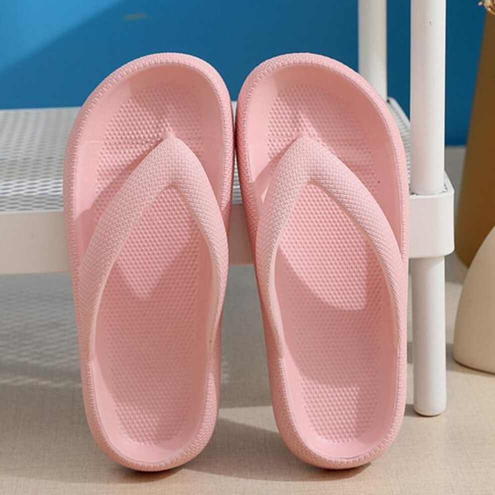 (pink, 38/39) Flip Flops Summer Casual Thong Slippers Outdoor Beach Sandals EVA Flat Platform Comfy Shoes Women Couple Thick Soled