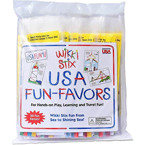 WIKKI STIX EUA Fun Paks, Essencial para Viagens, Com Marcas e Locais dos EUA, Feito nos EUA. Pacote com 20. 2