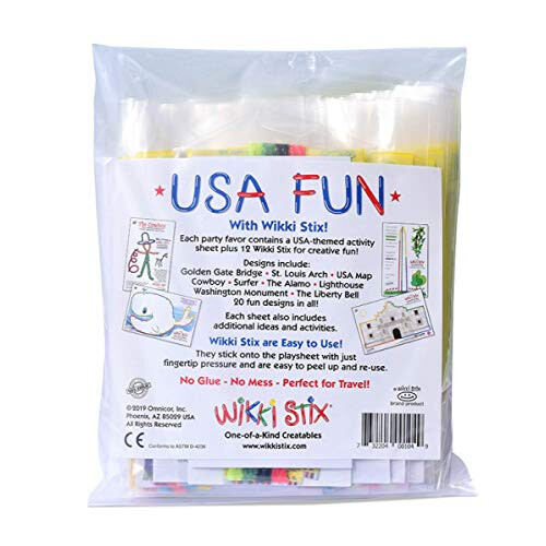 WIKKI STIX EUA Fun Paks, Essencial para Viagens, Com Marcas e Locais dos EUA, Feito nos EUA. Pacote com 20. 1