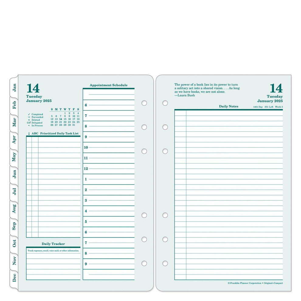 FranklinCovey - Original Two Page Per Day Ring-Bound Planner (Compact  Jan 2025 - Dec 2025)