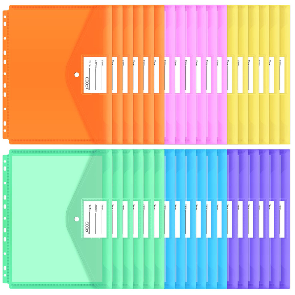 EOOUT 30pcs Binder Pocket Binder Pockets for 3 Ring Binder Folders