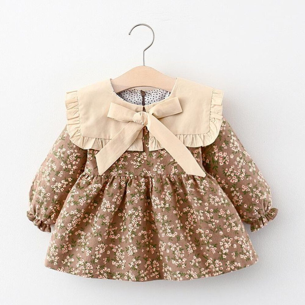 (yellow, 100cm) Children&apos;s Wear Girls Autumn Winter New Long Sleeve Dress Baby Girl Baby Flower Princess Dress Girls Clohtes