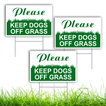 3 PC Keep Dogs Off Grass Sign with Stake - 6x9 Double Sided Coroplast