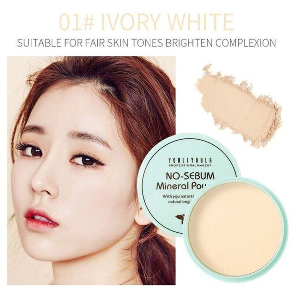 (01 ivory white) Natural Oil-control Stay-matte Pressed Powder Long-lasting Waterproof Light-weight Face Powder Cosmetic