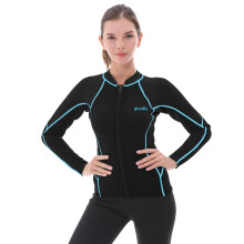 Goldfin Womens Wetsuit Top 2mm Neoprene Wetsuit Jacket Lagen Lngrm fr vatten Aerobics Dykning Surfing Kayaking (Update Black/Stripes S)