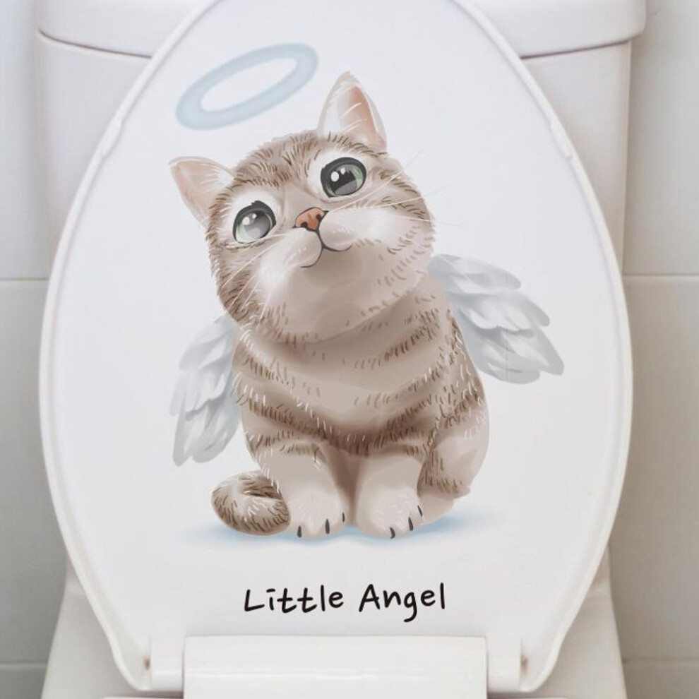 (G) Cute Animal Wall Decals Creative Dog And Cat Cartoon Stickers For Waterproof Bathroom Toilet Seat