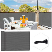SUNLAX 3 x 10 dunkelgrauer Balkon-Sichtschutz, Zaun, Windschutzscheibenabdeckung, Stoff, Schattennetz, Netzstoff mit sen, UV-Schutz fr Terrasse, Hi