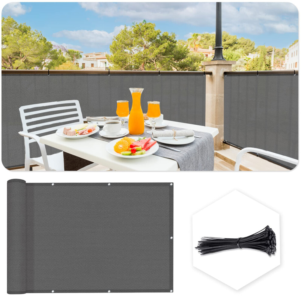 SUNLAX 3x10 Gris fonc? Balcon Brise-Vue Cl?ture Pare-Vent Couverture Fa