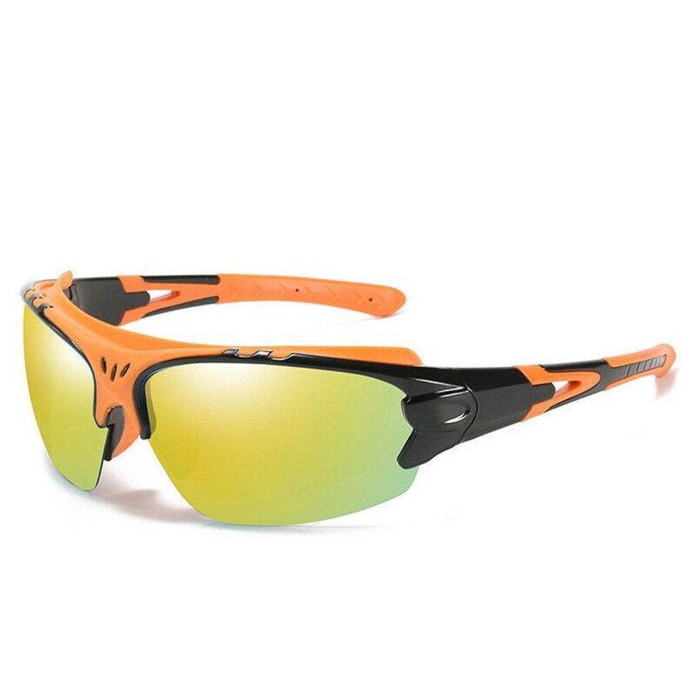 (gold) Sports Sunglasses Polarized Uv400 Protection Cycling Glasses For Men Women Outdoor Running Driving Fishing