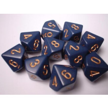 Sady kociek Chessex: Nepriehladn pra nomodr s medenou - desatstrann kocka d10 sada (10)