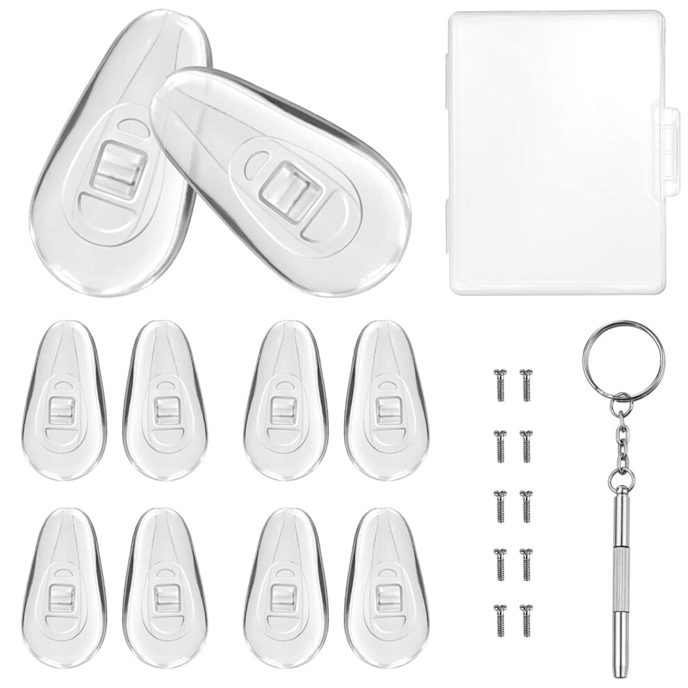 Ptslkhn Lot De 5 Paires De Plaquettes Nasales Pour Lunettes En Silicone Souple 15 X 8 Mm-image