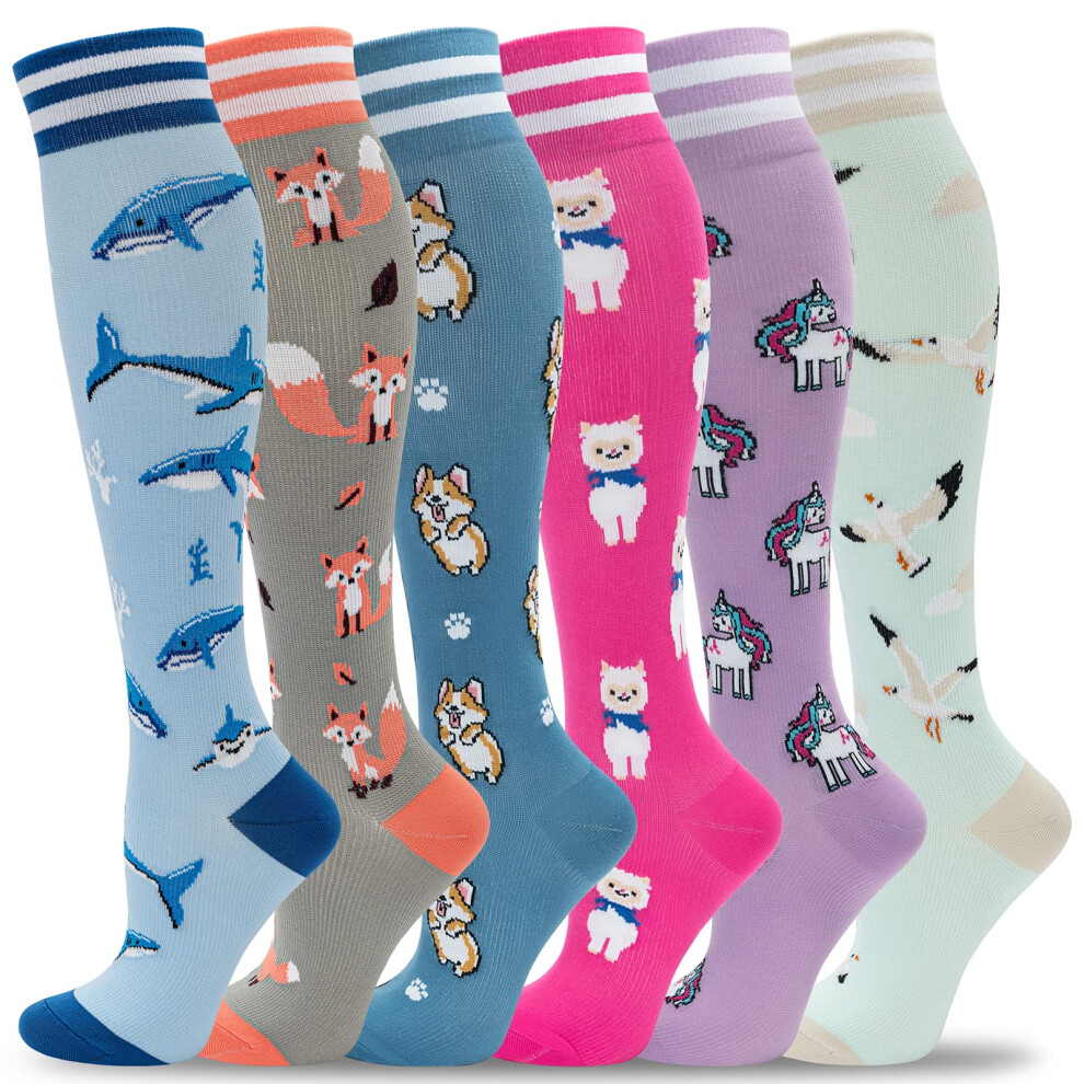 Fenglaoda Kompressionsstrumpfe Fur Frauen, Durchblutung 20 30 Mmhg, Verruckte Susse Socken, Unterstutzung Fur Krankenschwestern, Schwangere, Laufe-image