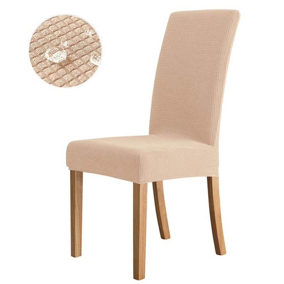 (beige, 1pc) Waterproof Elastic Jacquard Chair Cover for Dining Room Chair Covers for Chairs Kitchen Wedding Hotel Banquet Protector Seat