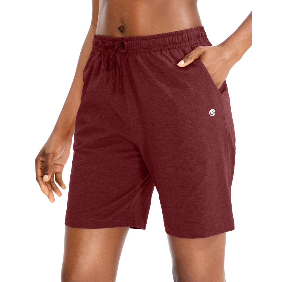 G Gradual Bermuda pour femme en jersey avec poches profondes Short de 7" de long pour femme Lounge Walking Athletic (rouge fonc?, XL)