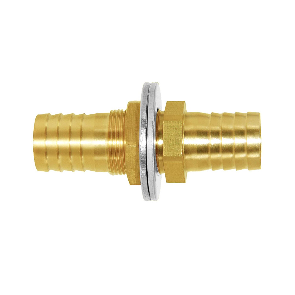 Joywayus 3/4'' ID Hose Barb Thru-Bulk Head Fuel Hex Union Fitting Intersection/Split Brass Water/Fuel/Air