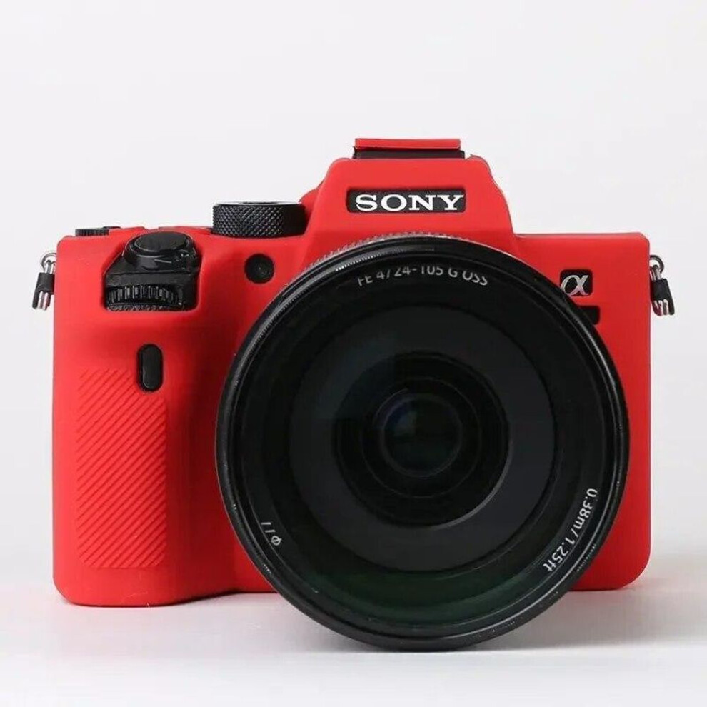 (red, A7RIV) Silicone Case Cover Camera Bag for Sony A7IV A7M4 A7c A7R A7 A7S Mark III IV A7SIII A7III A7RIII A7RIV