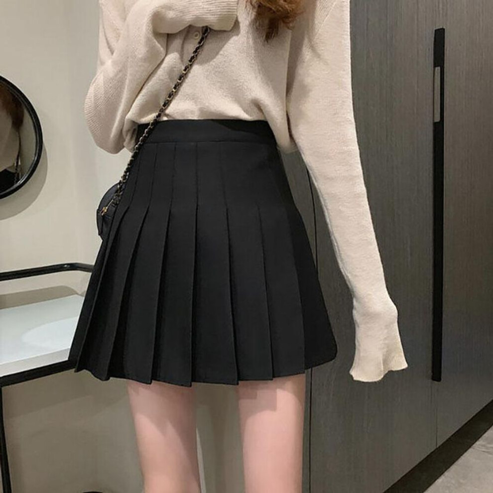 (black, S) Summer Woman Skirt Style Pleated Skirt Chic Student High Waist A-line Skirt Woman