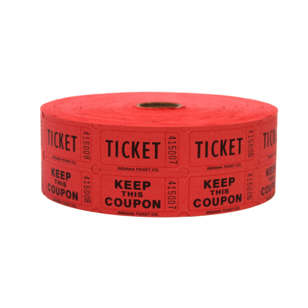 Indiana Ticket Co. 2 000 Billets De Tombola Rouges Double Roll Premium Quality 50/50 Billets Pour ?V?Nements Carnavals Prix De Pr?Sence Boissons Et-image