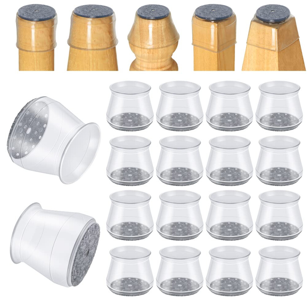 16 Pcs Chair Leg Protectors For Hardwood Floors Silicone Felt Furnitu 757842876248
